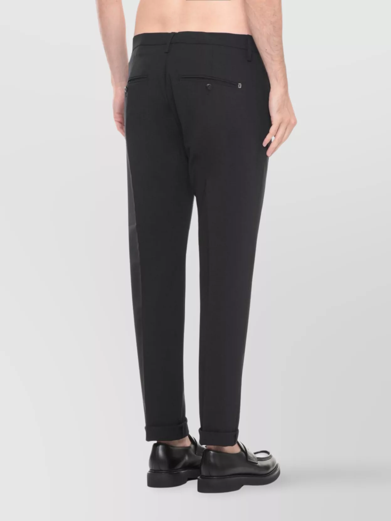 Dondup Straight Cut Trousers Cuffed Hem Detail