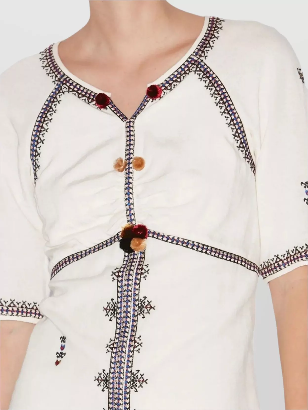 Isabel Marant Etoile Zatini Embroidered Button Detail Dress