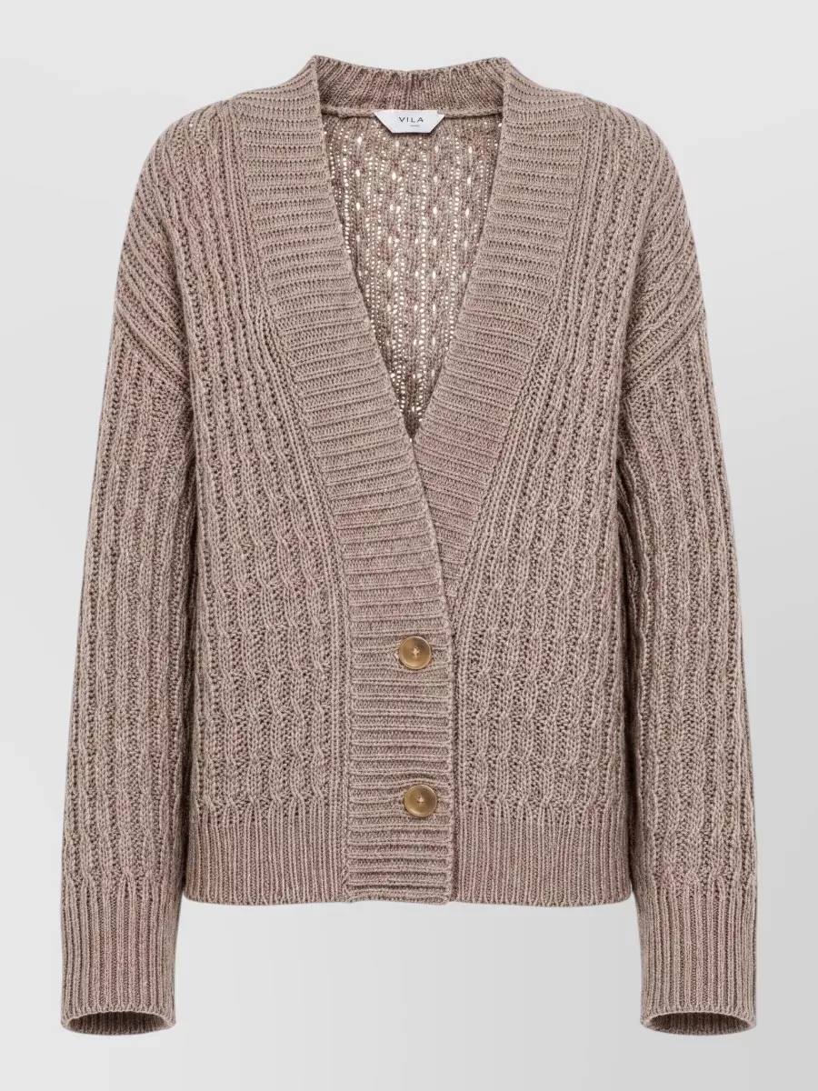 Malo cashmere cable-knit v-neck long-sleeve cardigan