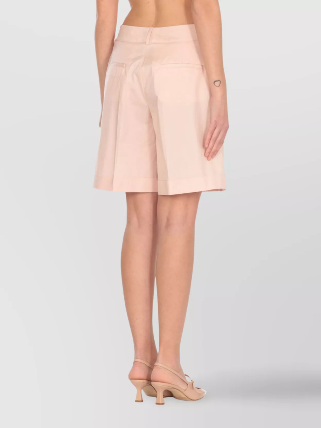 Peserico High Waist Pleated Front Cotton Shorts