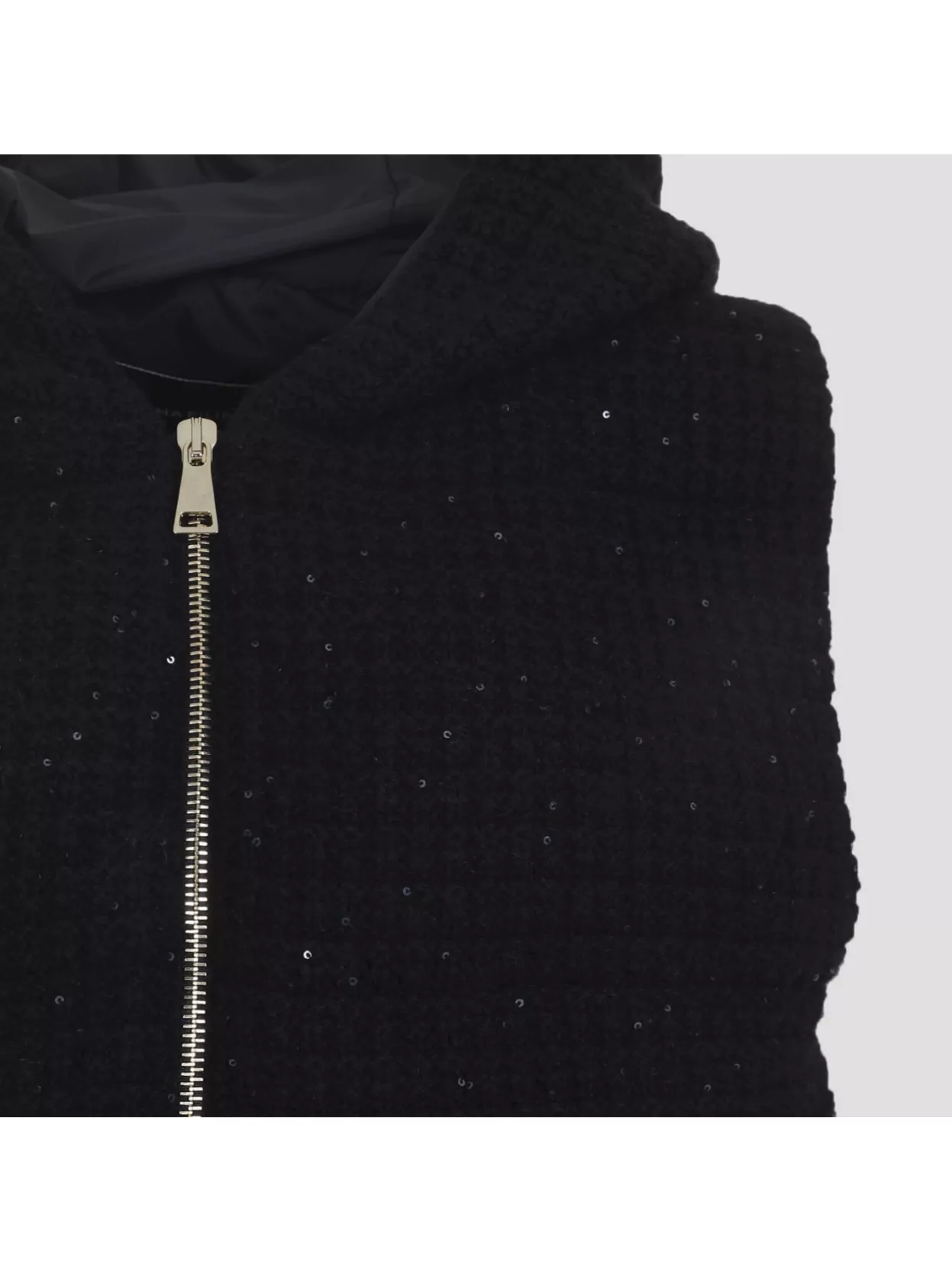 Fabiana Filippi Hooded Sequin Padded Vest In Black