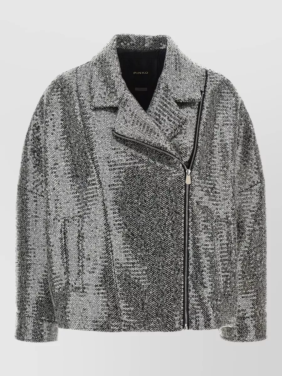 Pinko sequin herringbone caban coat