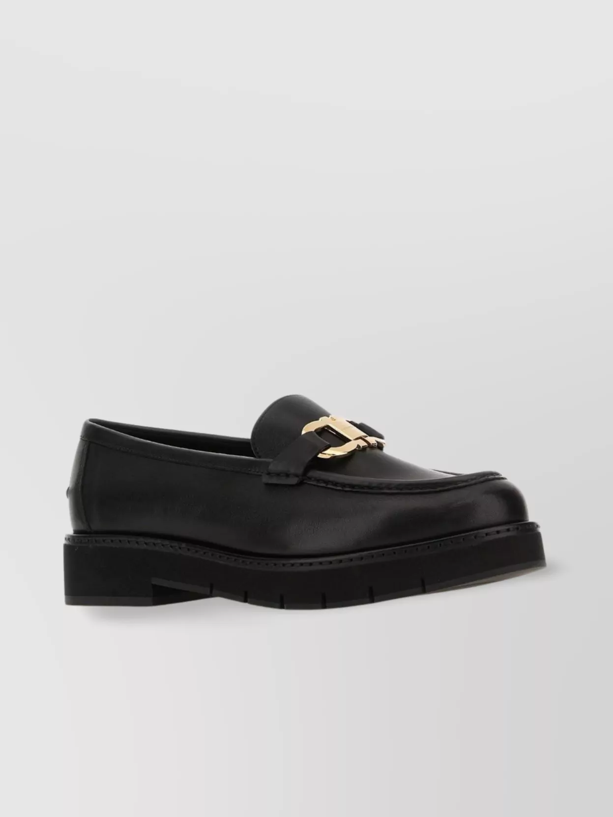 Ferragamo Maryan Lug Chunky Sole Loafers Gold-tone Hardware