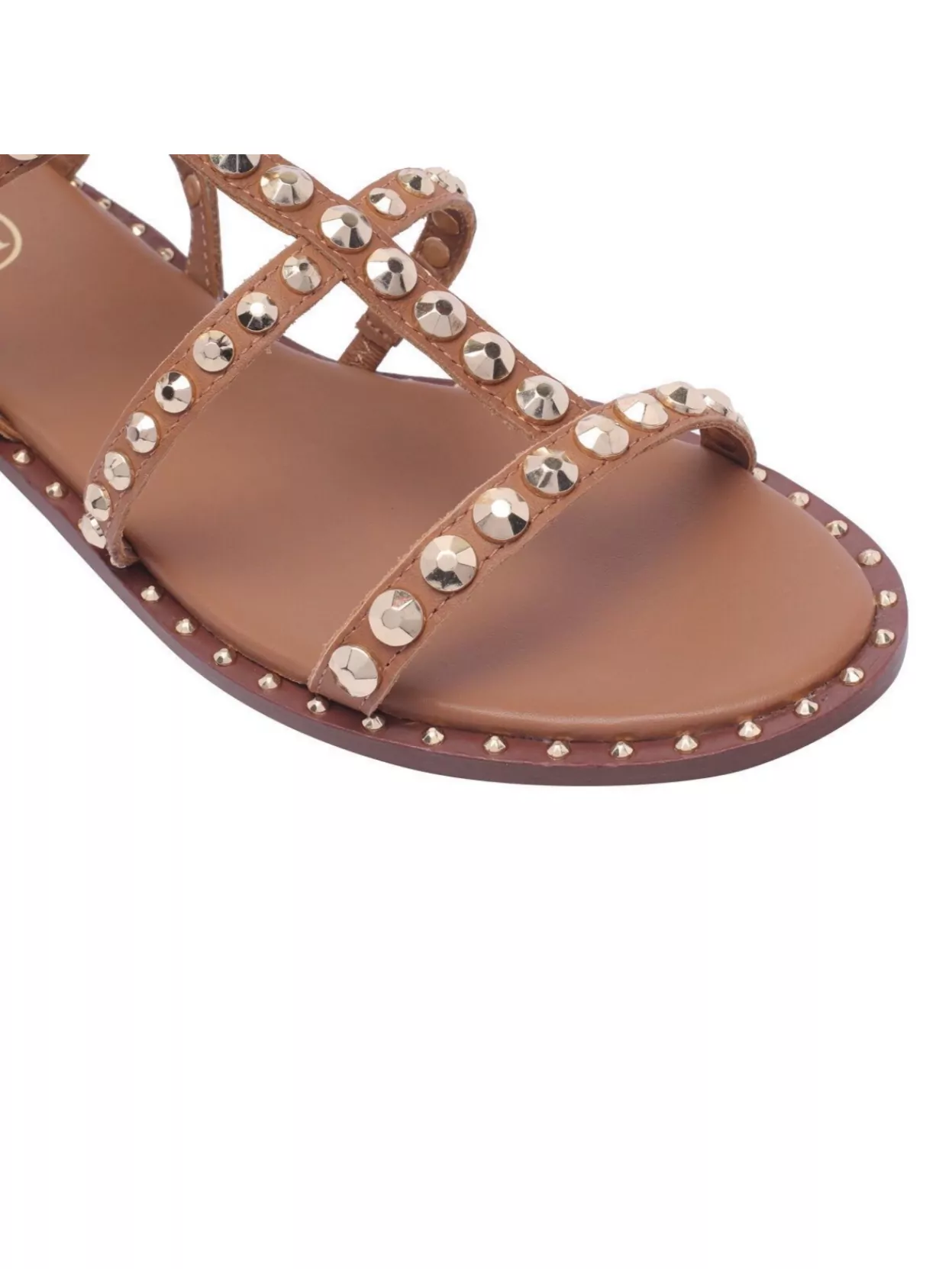 Ash Cinnamon Leather Multi-Strap Studded Sandals
