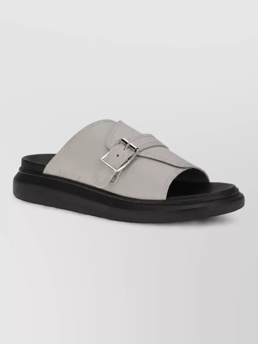 Alexander Mcqueen Leather Buckle Slide Sandals