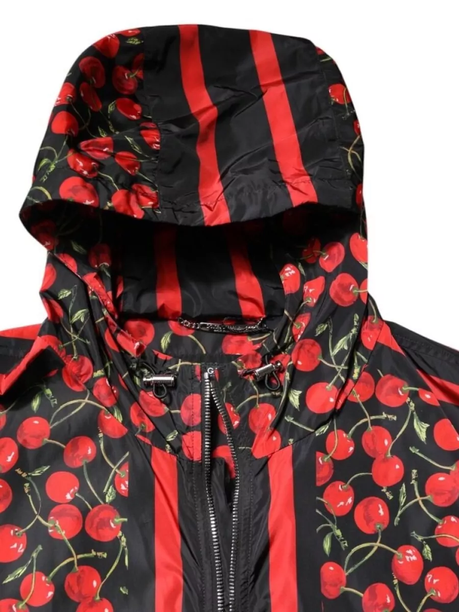 Dolce&Gabbana Cherry Print Hooded Windbreaker Jacket