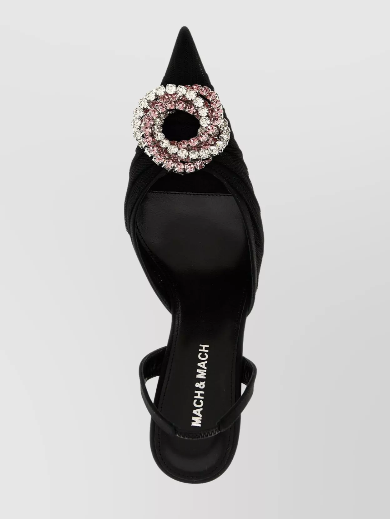 Mach&mach Embellished Kitten Heel Slingback In Black