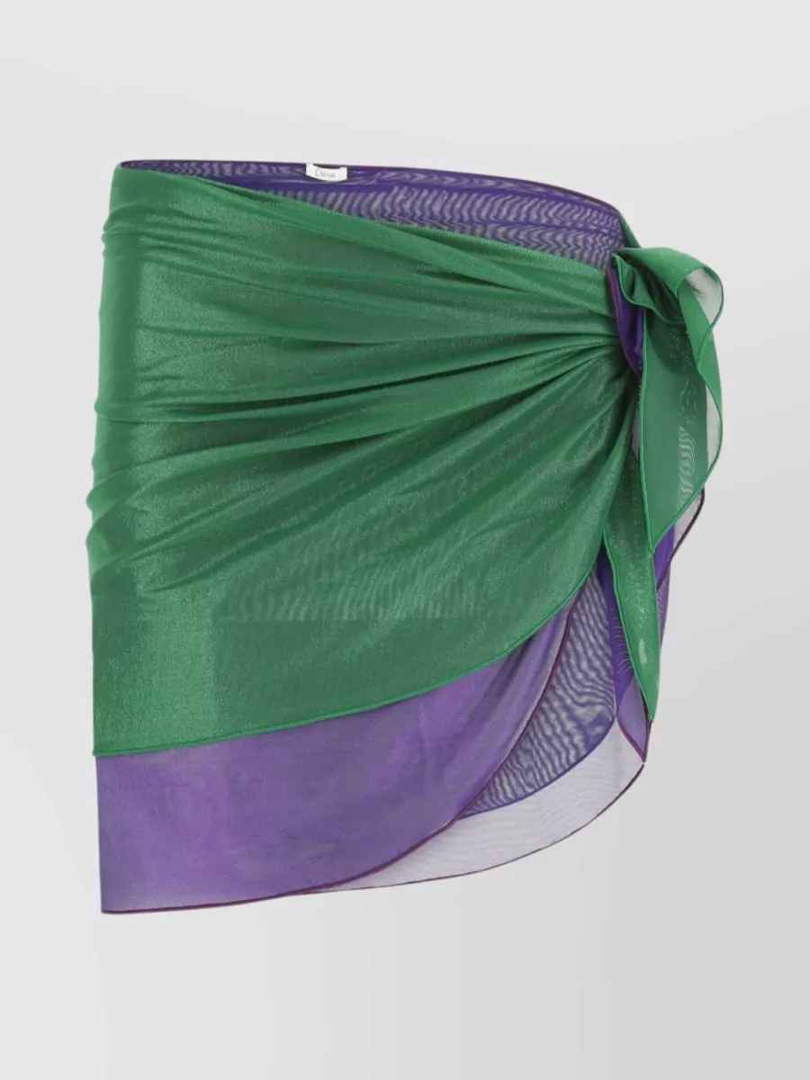 Shop Oseree Duo Stretch Nylon Sarong Skirt In Green