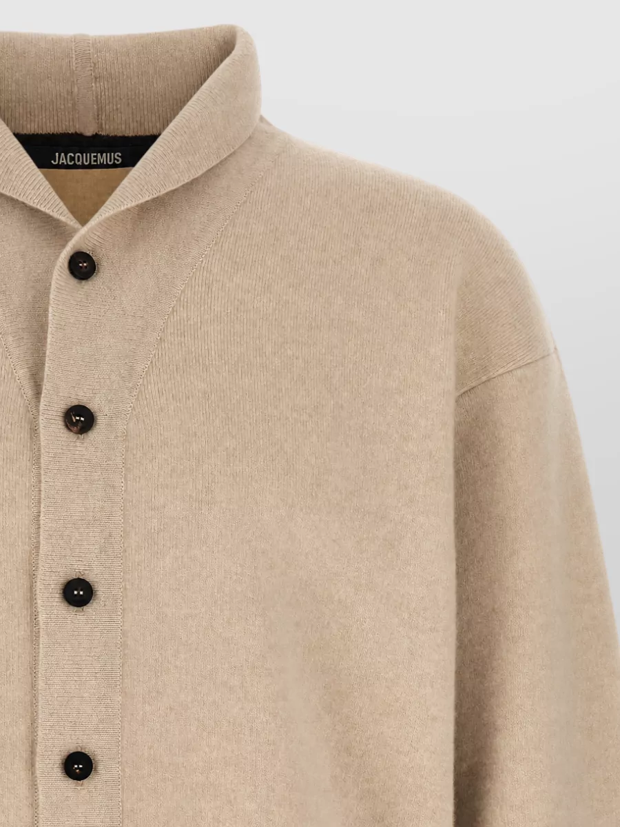 Jacquemus Cashmere Merino Wool Ribbed Shawl Collar Cardigan