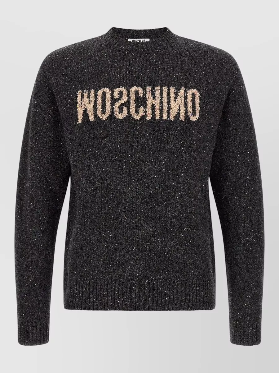 Moschino wool silk logo-embroidered crewneck sweater