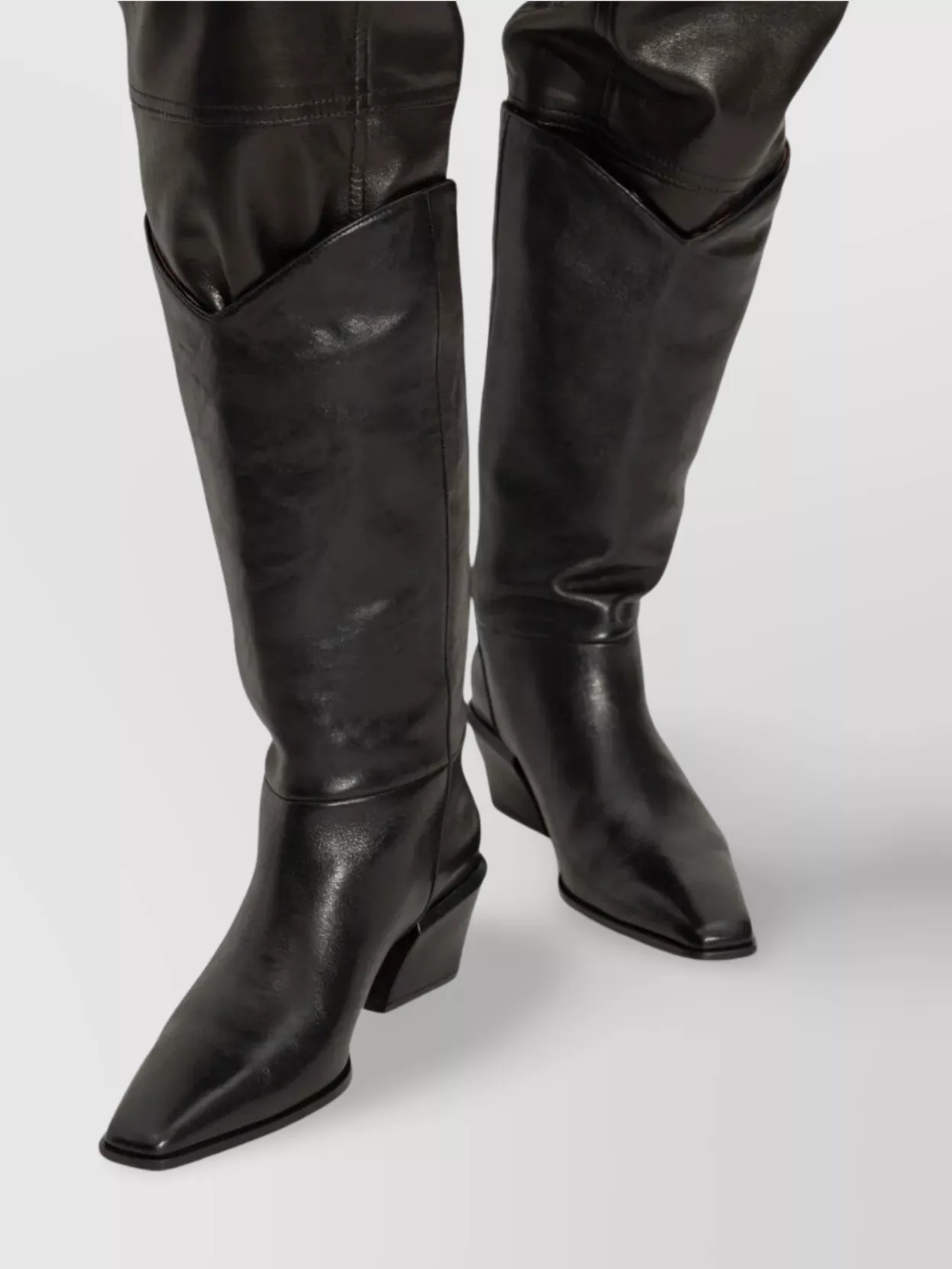 Paris Texas Western Style Leather Knee Length Boots