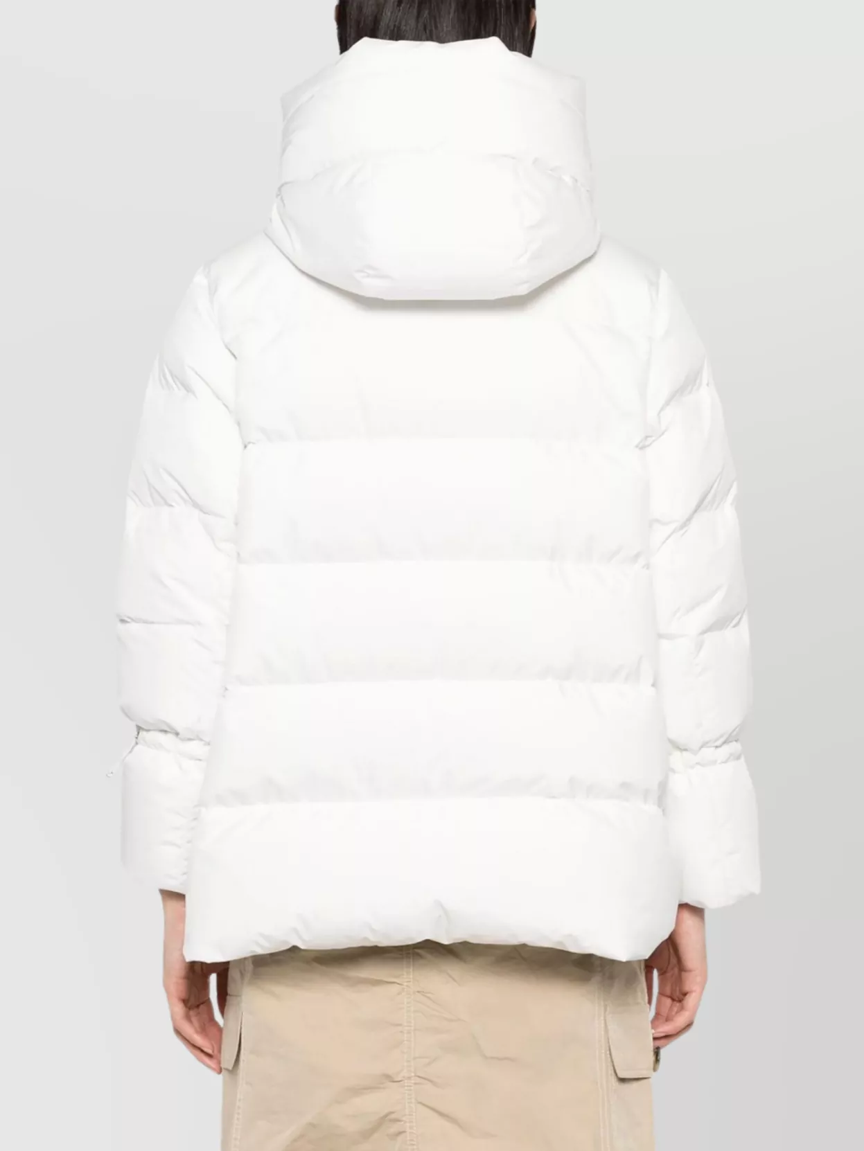 Moorer Hooded Padded Coat With Side Zip Pockets In White