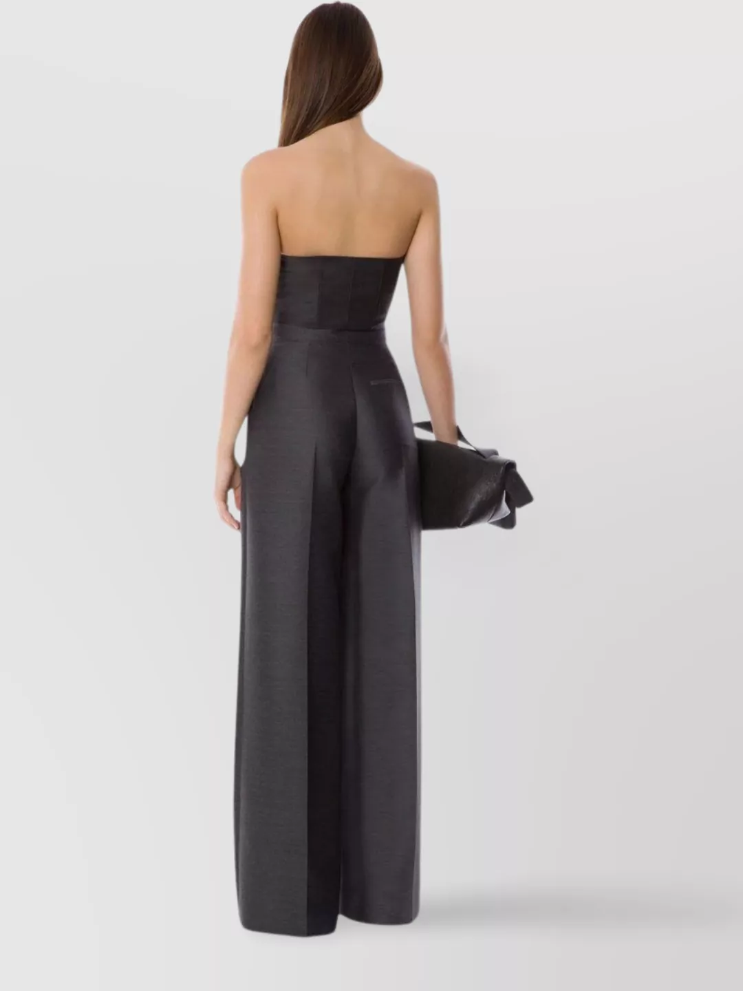 Alberta Ferretti High Waist Pleated Satin Wide-Leg Trousers