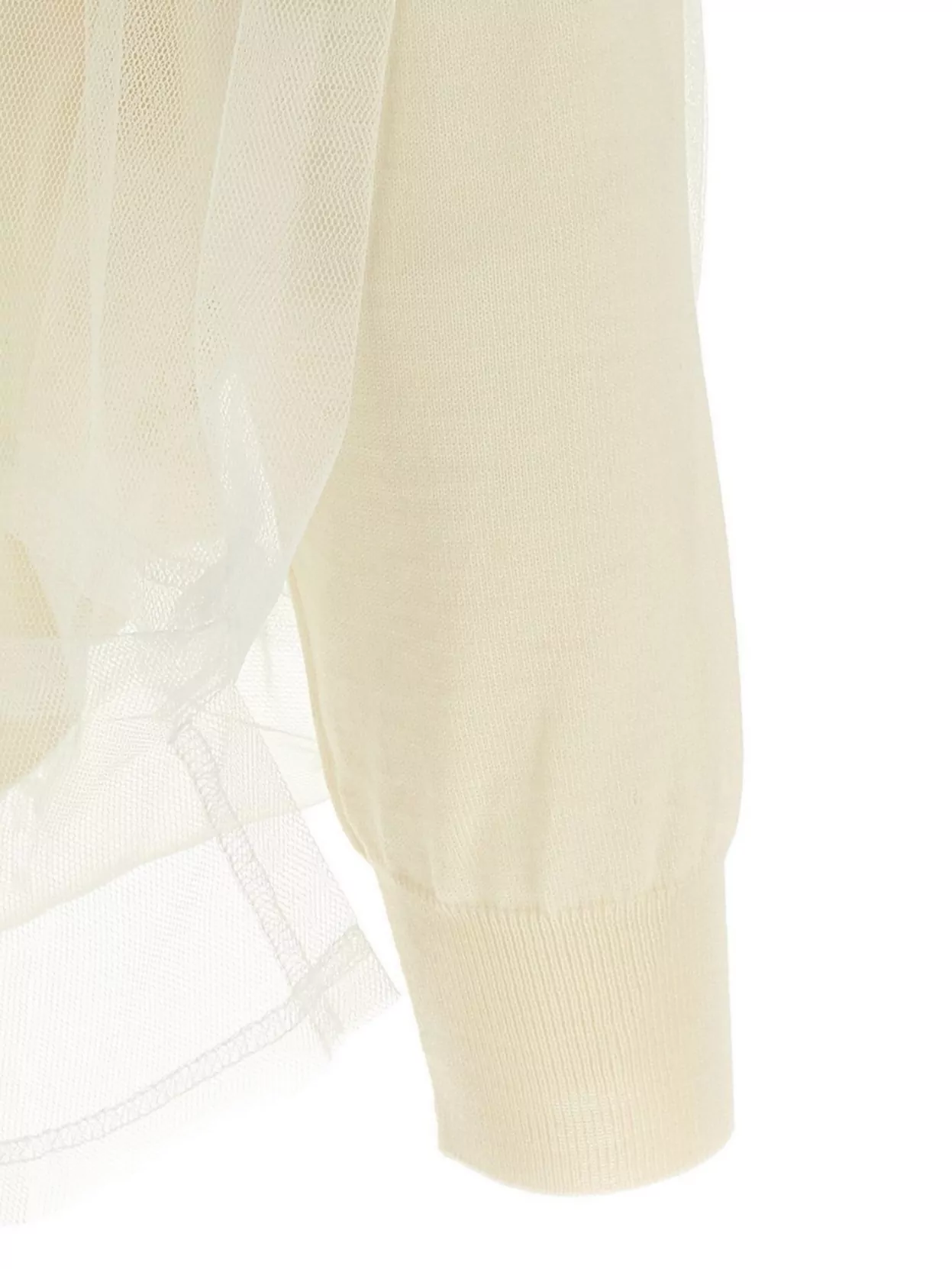 Shop Comme Des Garçons Sheer Overlay Crew Neck Cardigan
