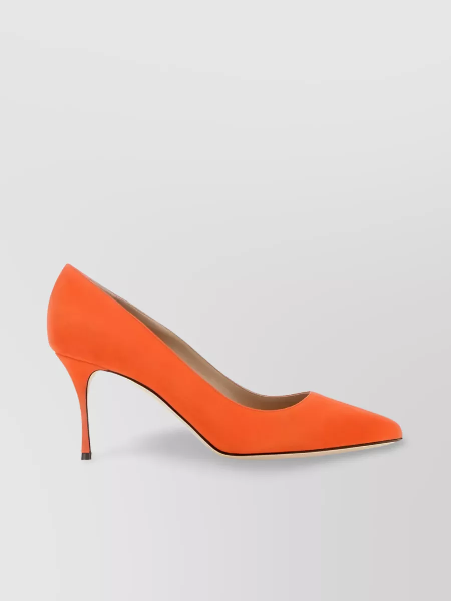 Shop Sergio Rossi Godiva 75mm Pointed-toe Leather Pumps In Orange