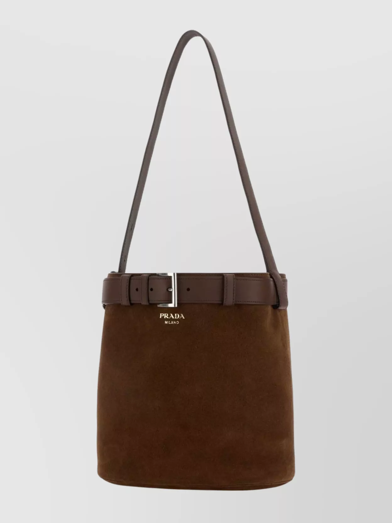 Prada Suede Buckle Cross-body Bag In Brown
