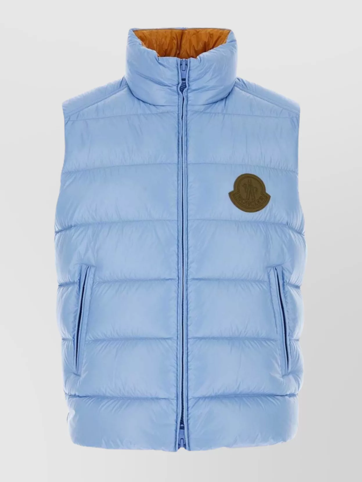 Shop Moncler Nylon Sleeveless Down Jacket With Quilted Texture