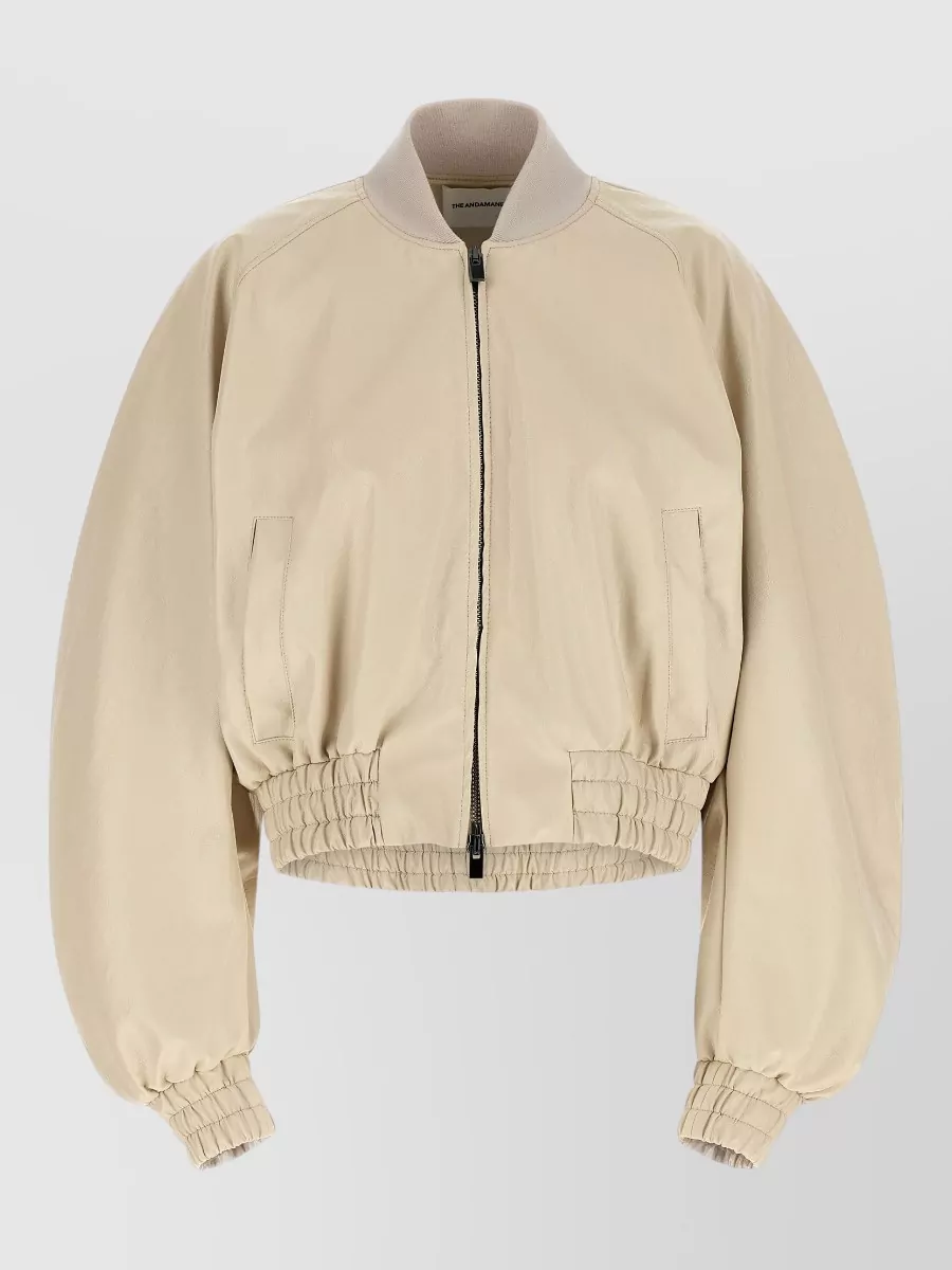 The Andamane grainy leather-effect bomber jacket