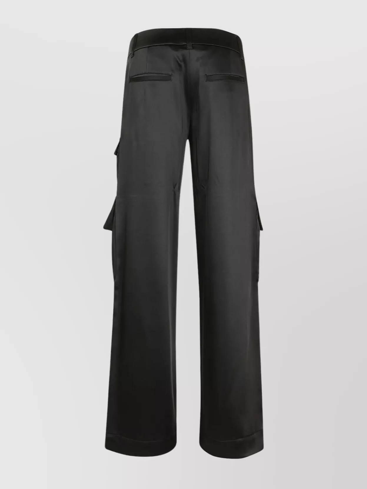 Shop Off-white Satin Cargo Pants With Wide Leg Cut