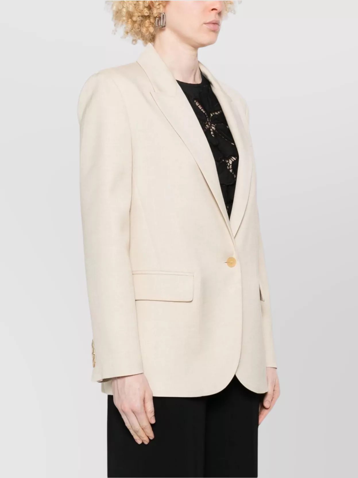 Shop Forte Forte Single-breasted Blazer Jacket Featuring Front Pockets