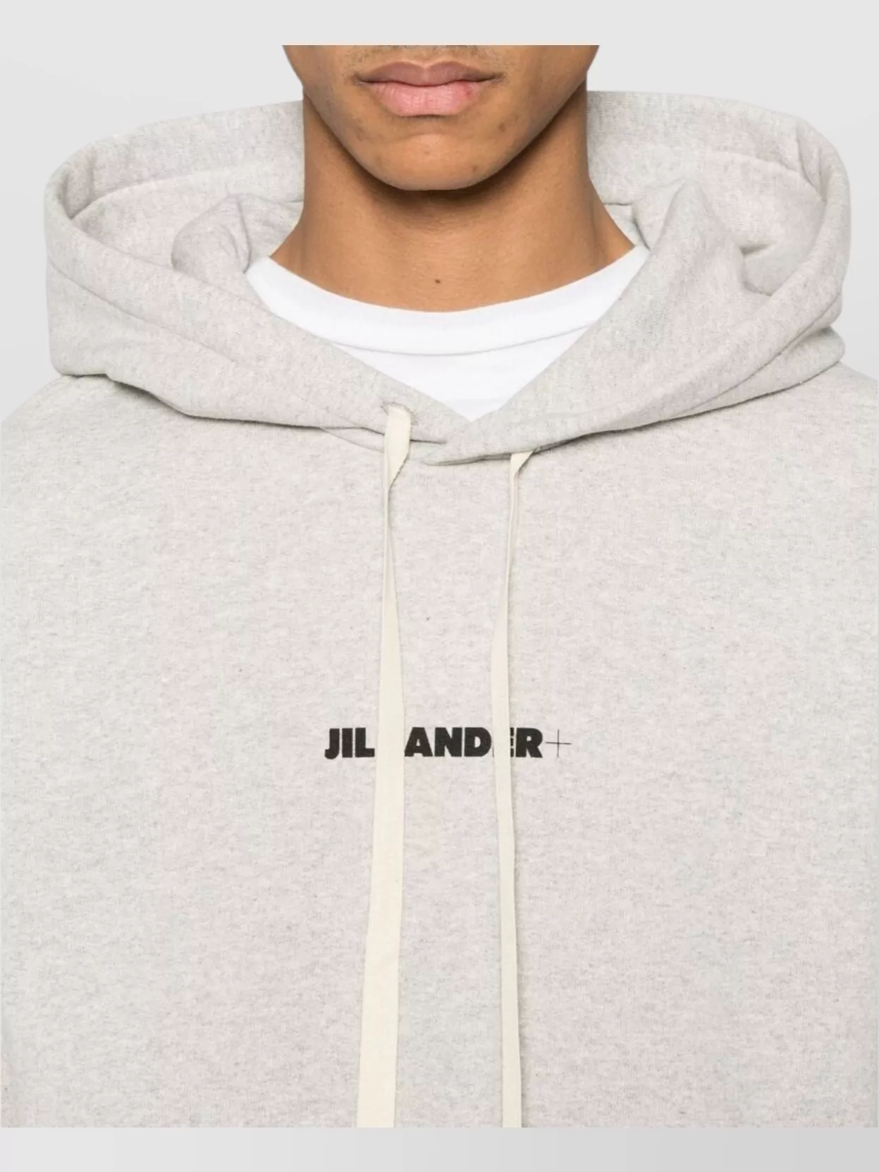 Jil Sander Light Grey Hoodie Sweatshirt With Drawstring In Grey
