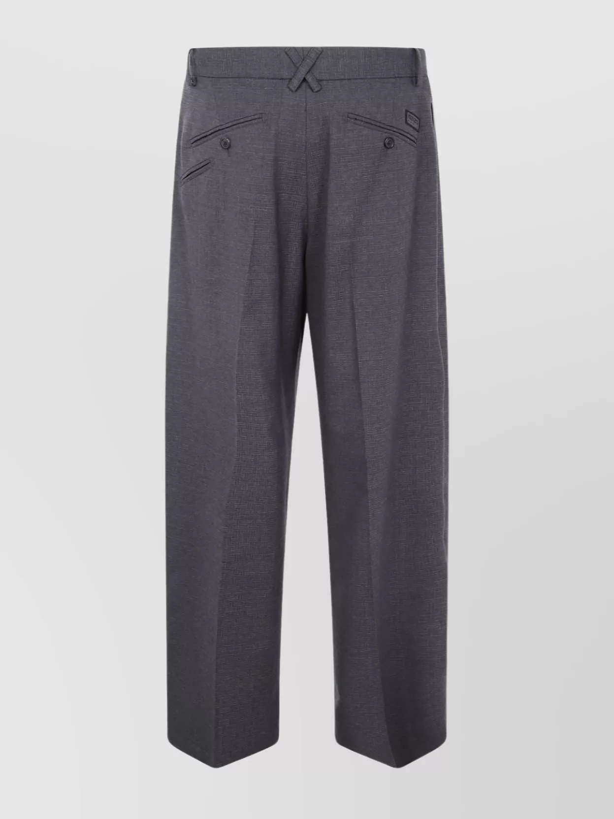 Kenzo Woven Straight Cut Tailored Trousers In Gray