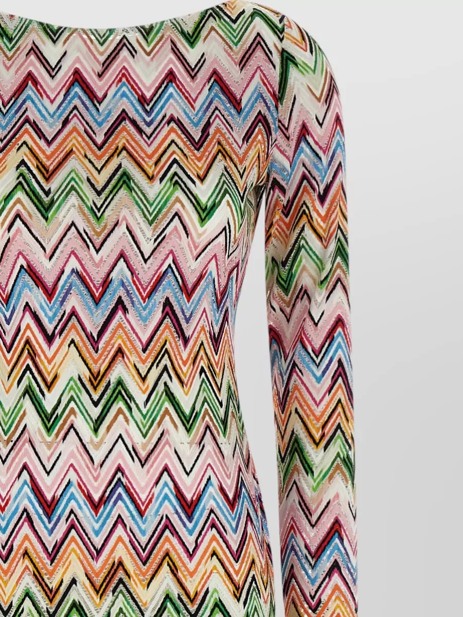 Missoni Chevron Lace Midi Dress Long Sleeves