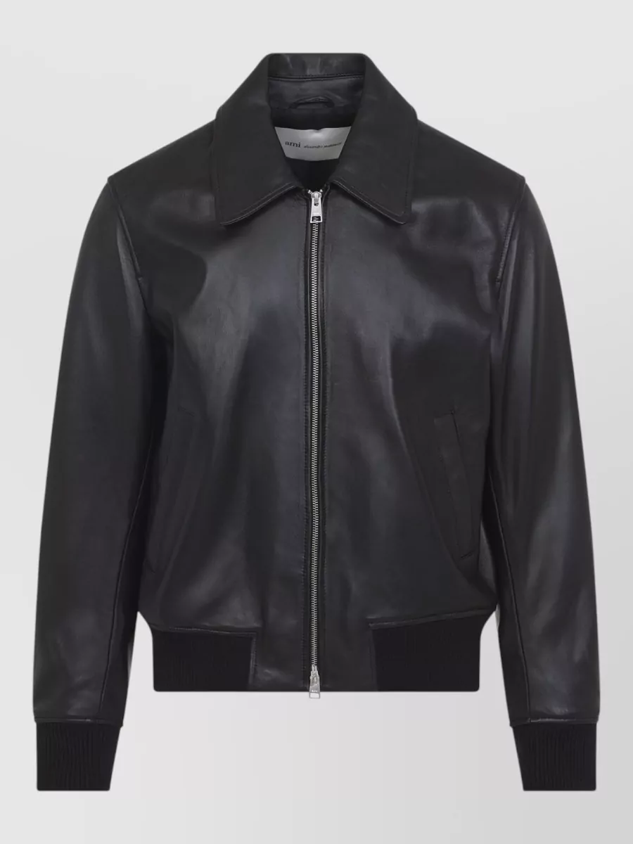 Ami Paris lamb leather zipped jacket