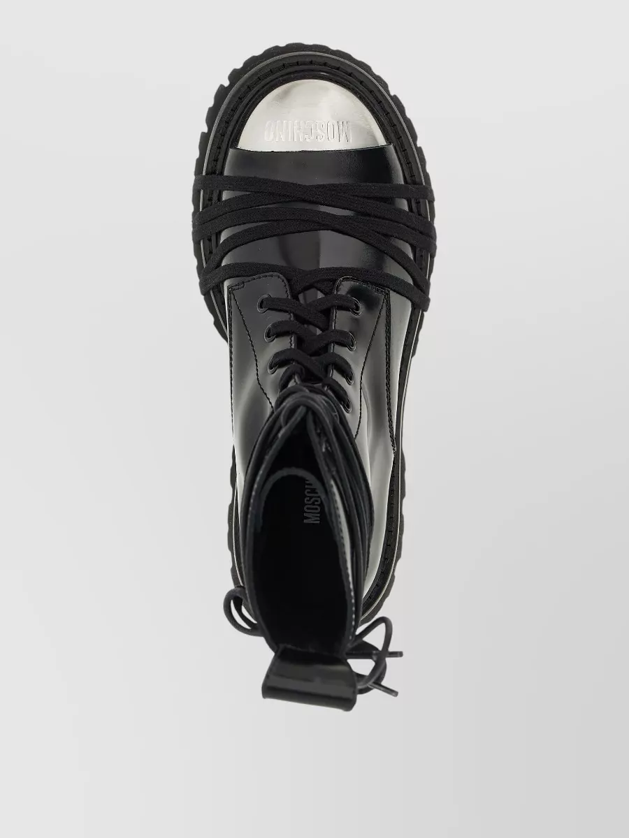 Moschino Leather Combat Boots