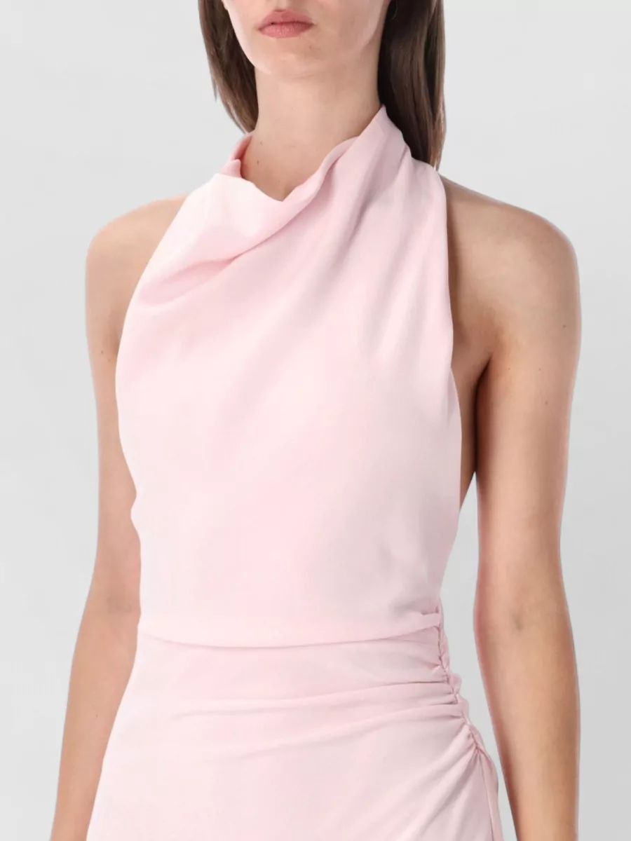 Self-Portrait Crepe Draped Cowl Halterneck Backless Maxi Dress