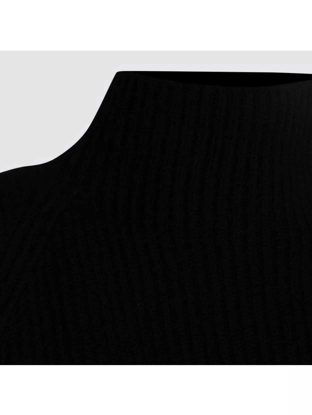 Kujten Sleeveless Ribbed Knit High Neck Top In Black