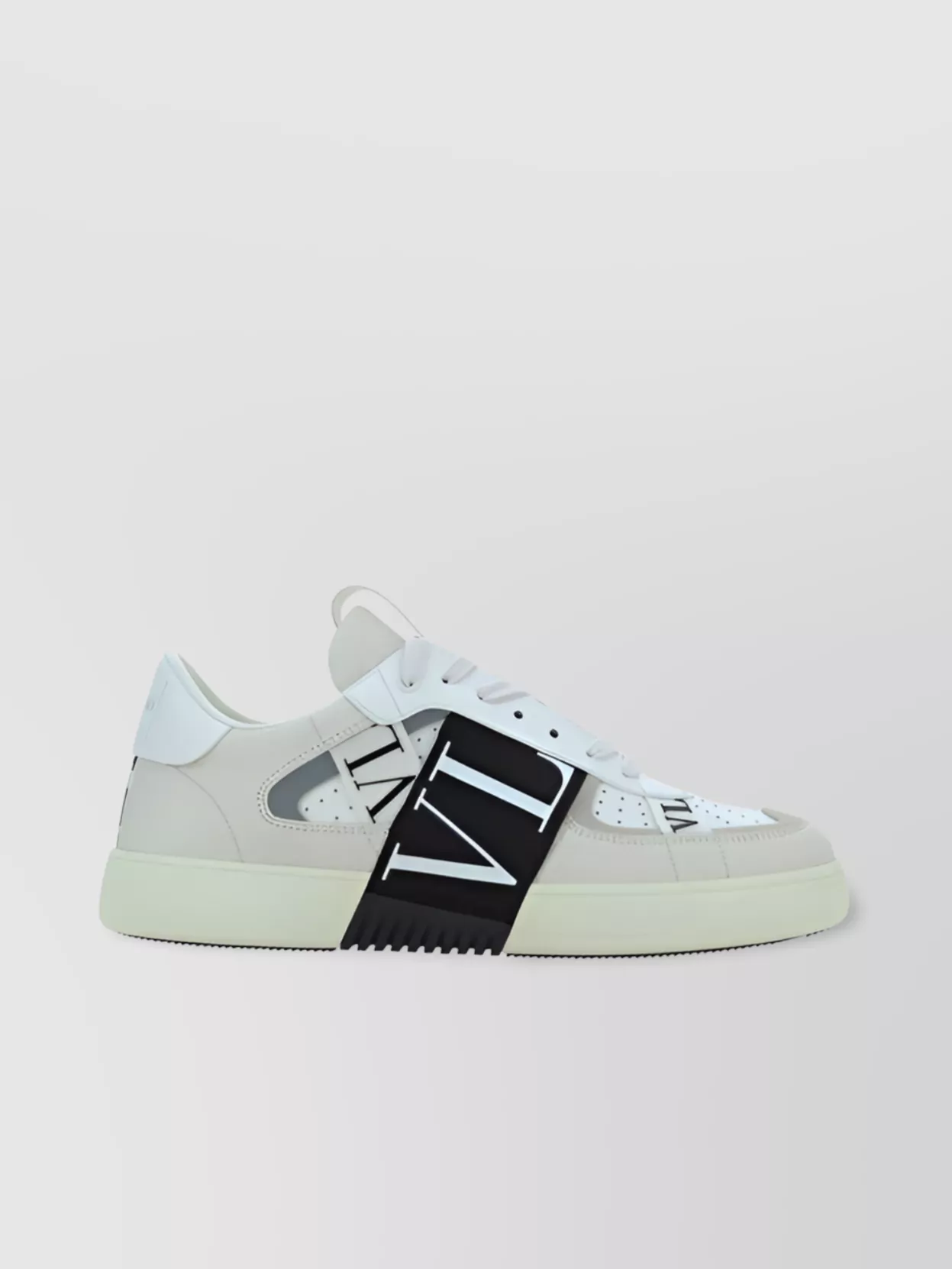 Shop Valentino Calfskin Paneled Low-top Sneakers