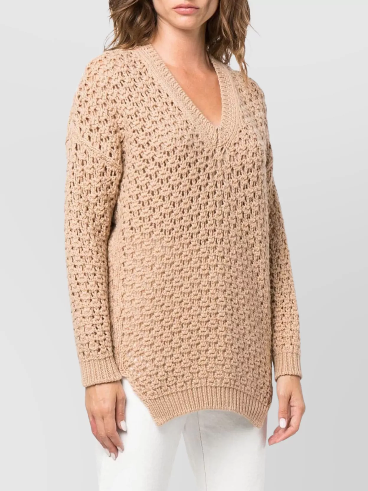 Agnona Knitwear With V Neck And Side Slits