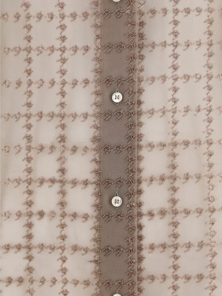 Brunello Cucinelli Silk Sheer Checked Shirt