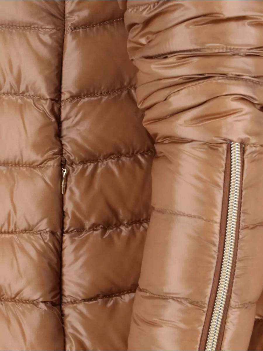 Herno High Collar Metallic Quilted Jacket Long Sleeves