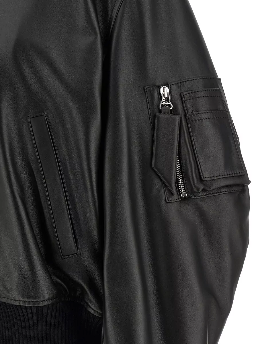 The Attico Lamb Leather Bomber Jacket