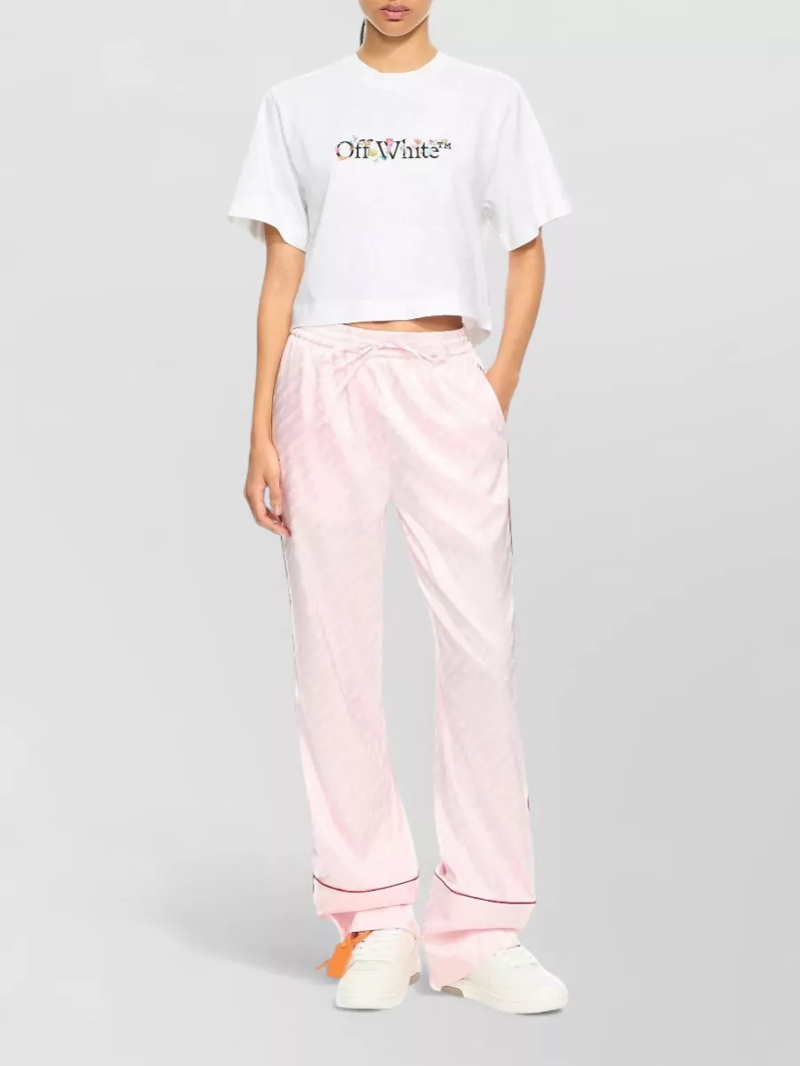 Off-White Printed Cotton Cropped T-Shirt