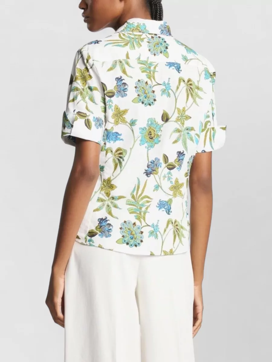 Fay Cotton Shirt Short Sleeves Floral Pattern