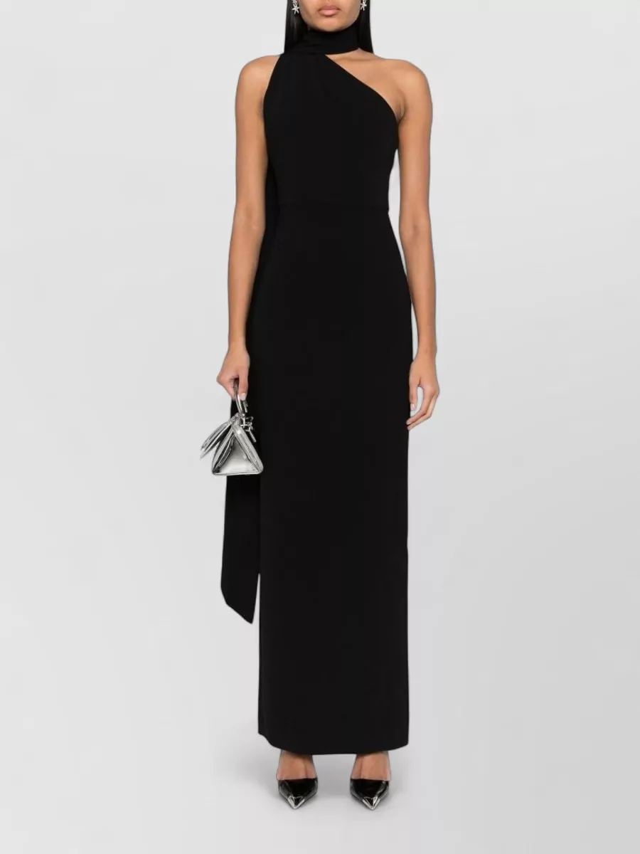 Solace London Draped one-shoulder halterneck maxi dress