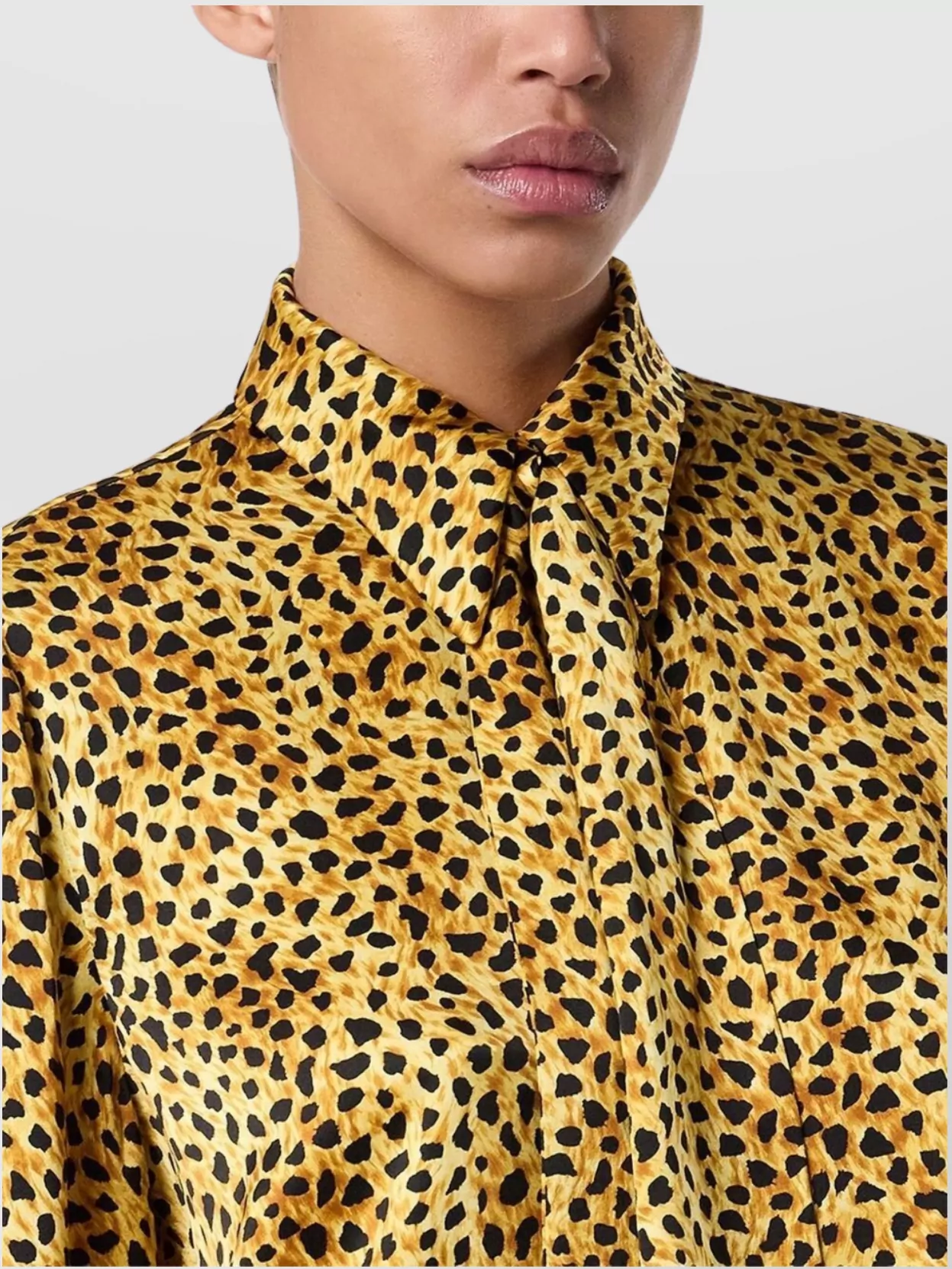Versace Long Sleeve Satin Animal Print Top