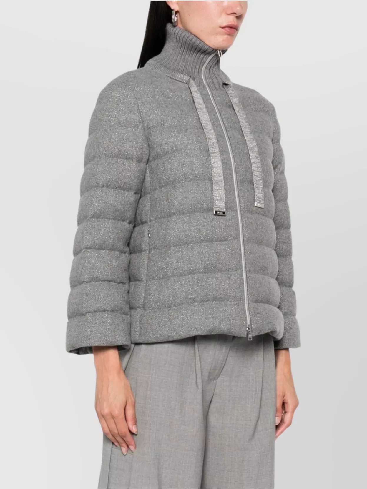 Herno Quilted High Collar Capes Drawstring Detail