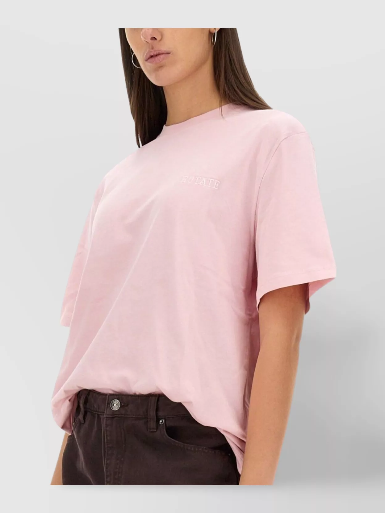 Rotate Birger Christensen Logo Oversize Fit Round Neck T-Shirt