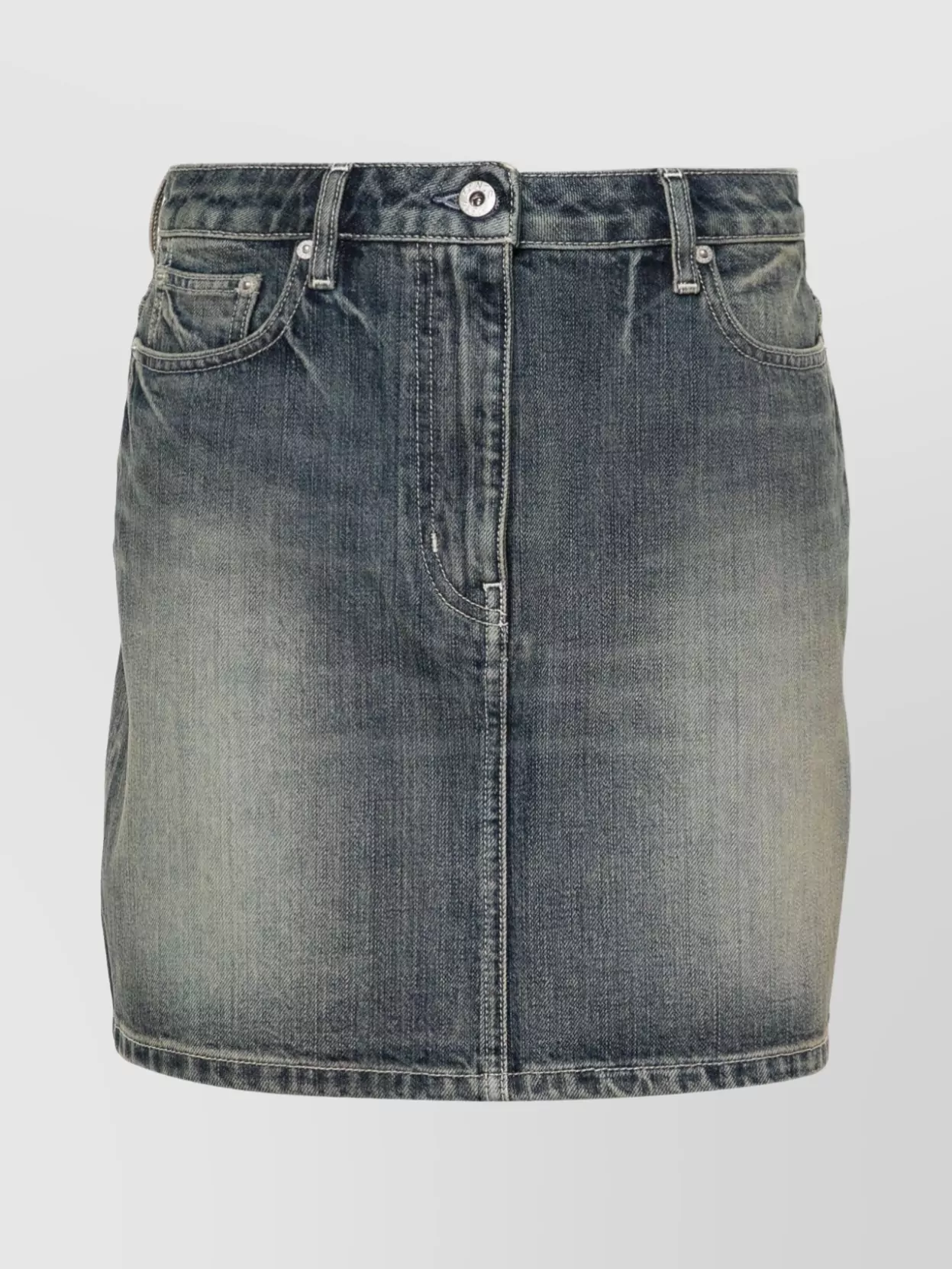 Shop Kenzo High-waisted A-line Denim Skirt In Grey
