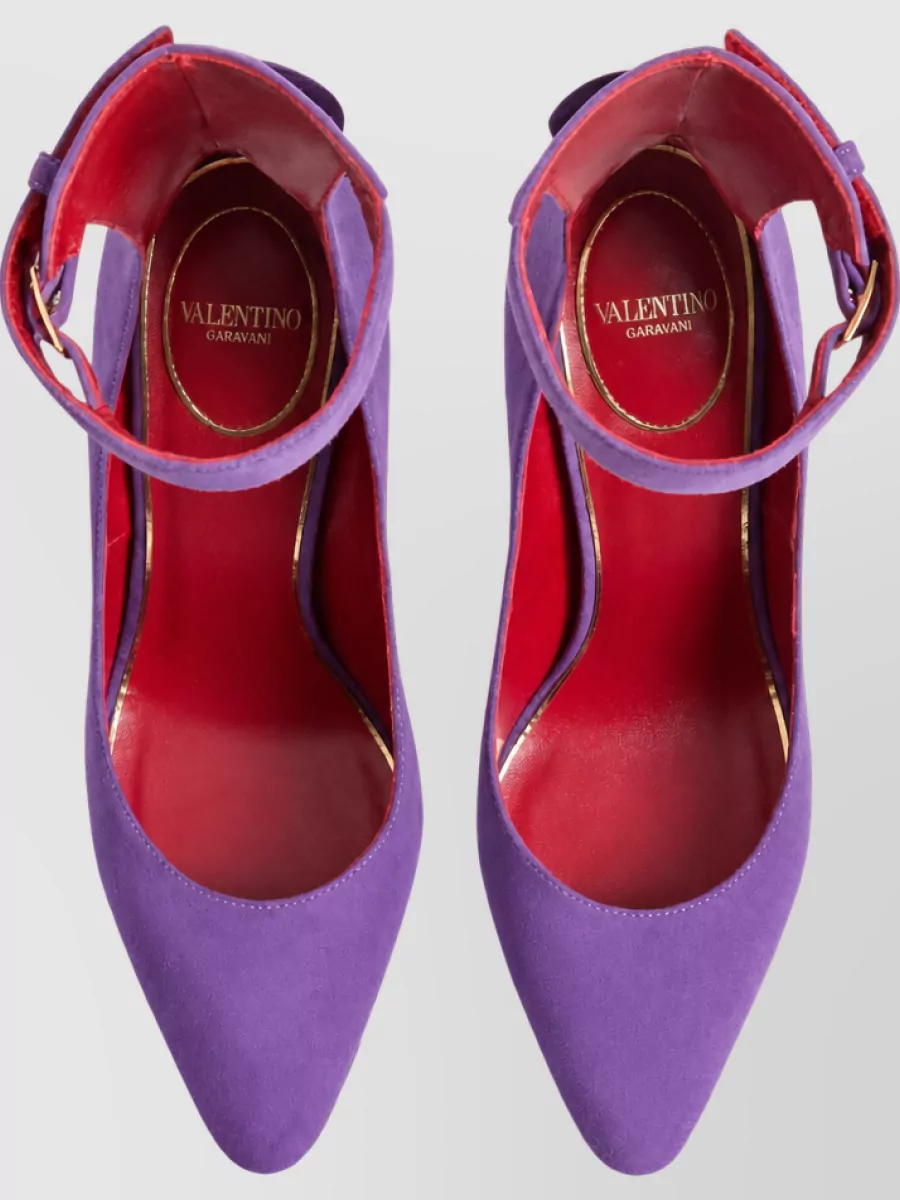 Valentino Garavani Suede Leather Bow-Detail Ankle-Strap Pumps