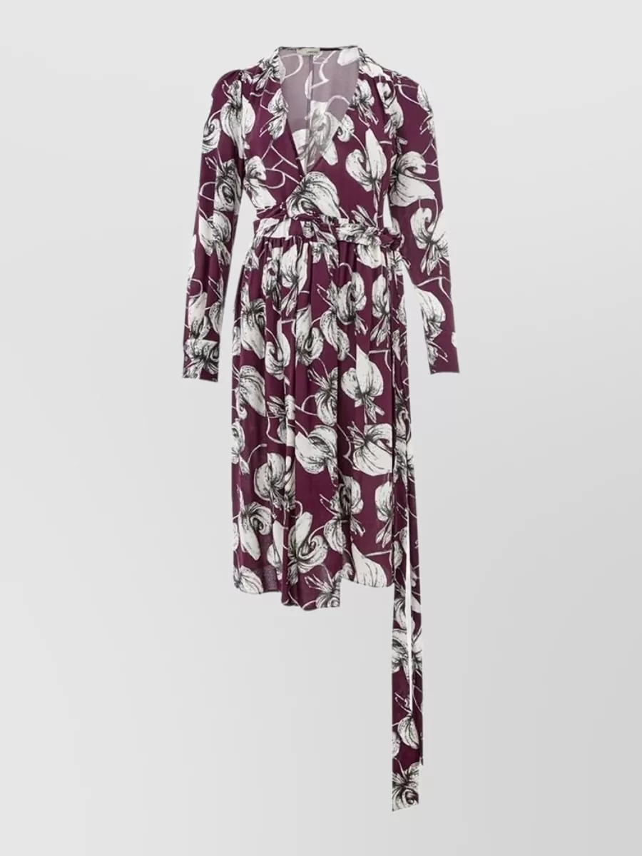 Lardini floral-print viscose asymmetric wrap midi dress
