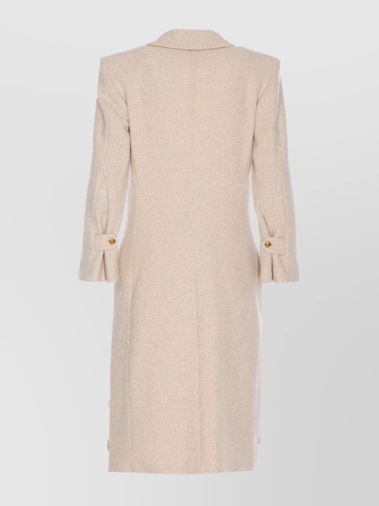 Elisabetta Franchi Boucle' Coat Double Breasted Flap Pockets In White