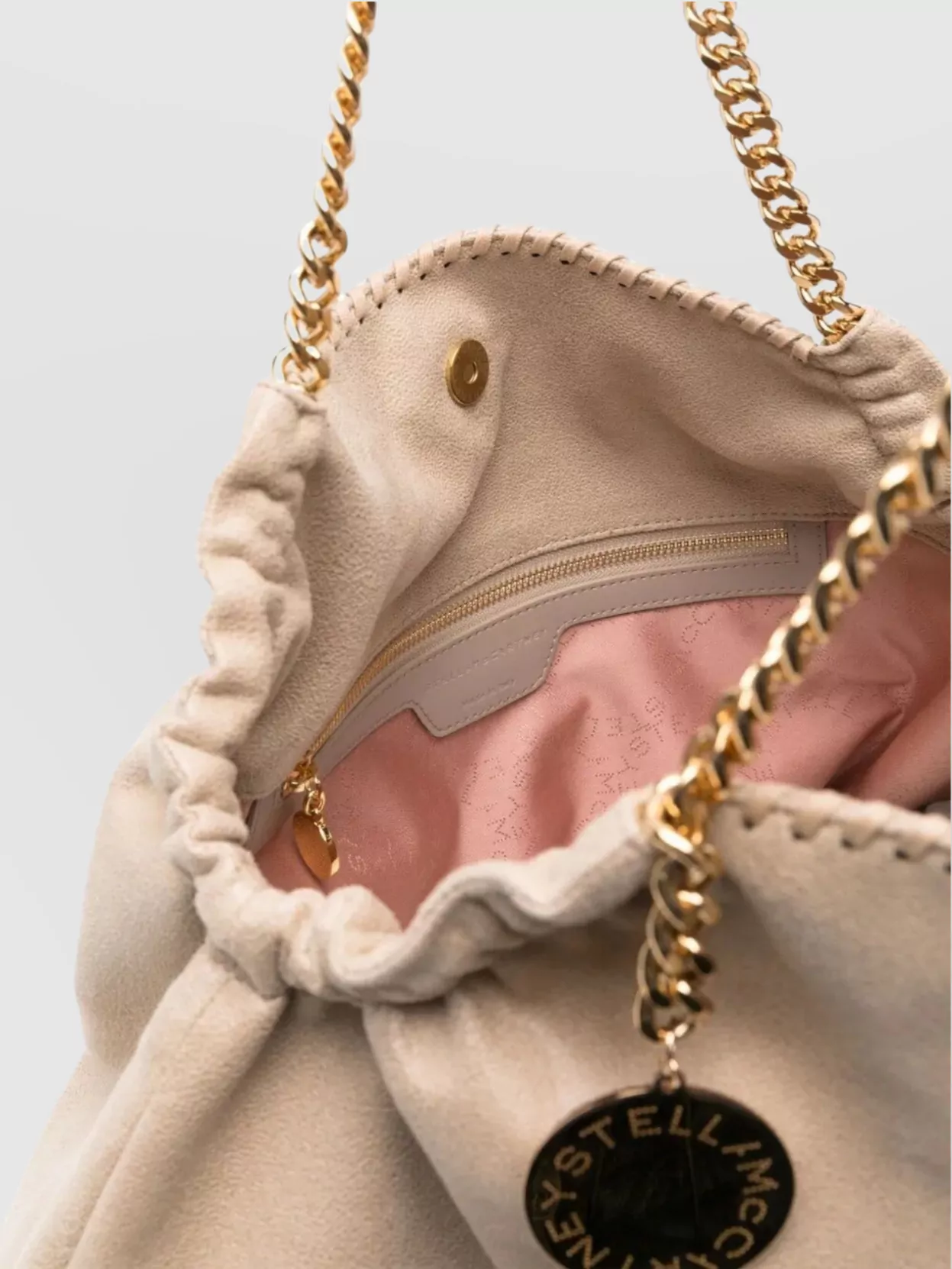 Stella Mccartney Shaggy Deer Tote With Gold Chain Strap