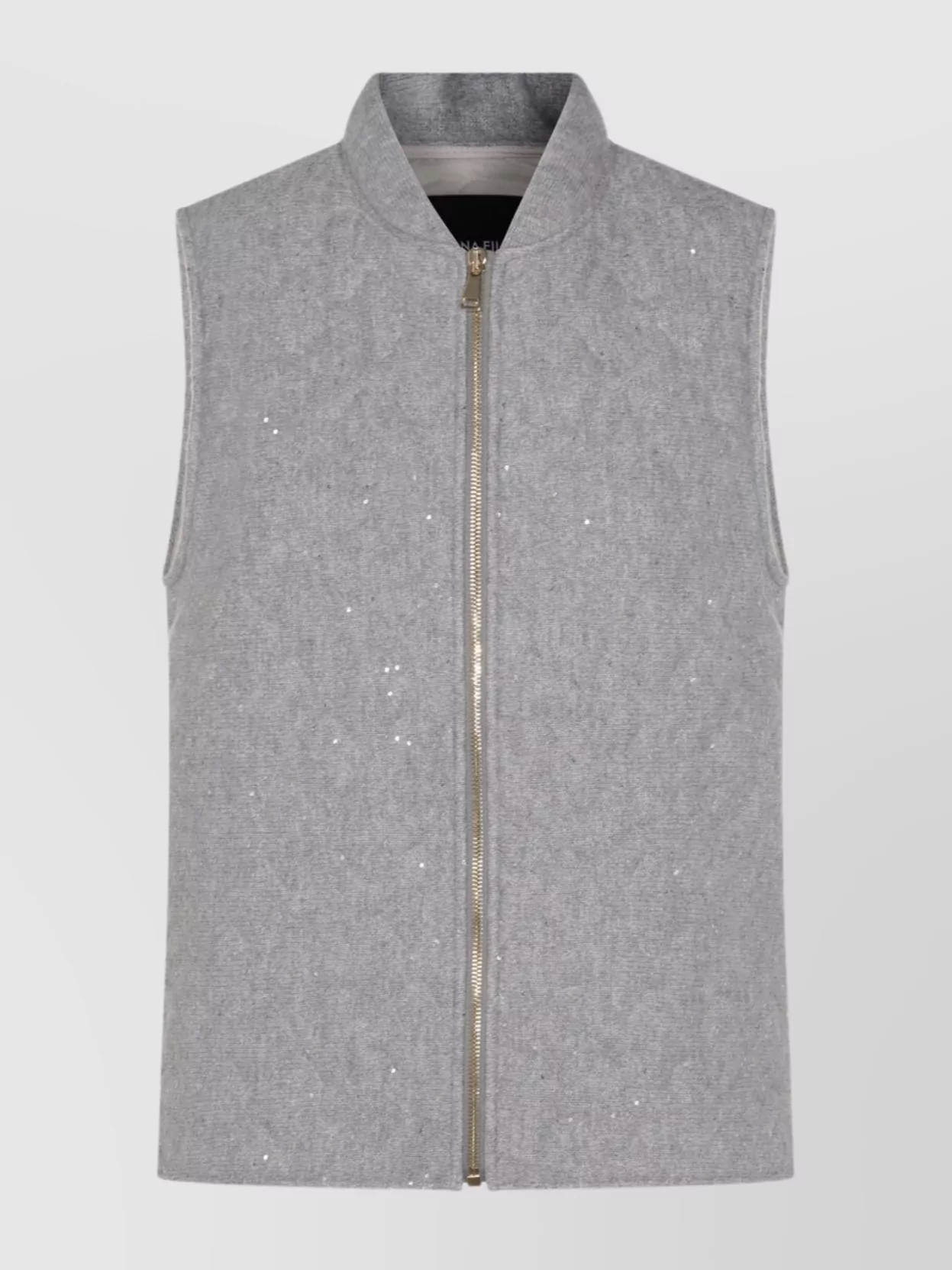 Fabiana Filippi Quilted Vest With Sequin Embellishments And Stand Collar In Gray