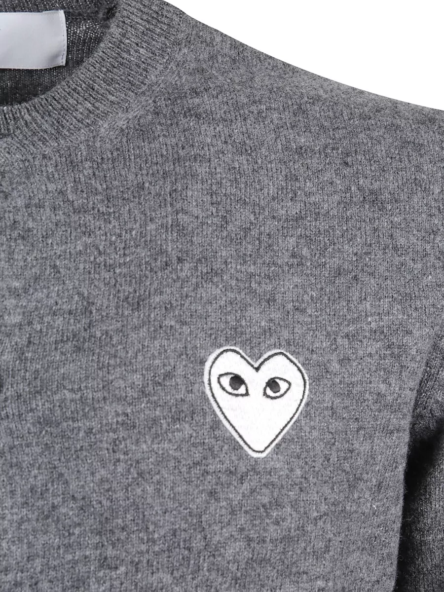 Comme Des Garçons Play Knit Cardigan Featuring Ribbed Cuffs Hem