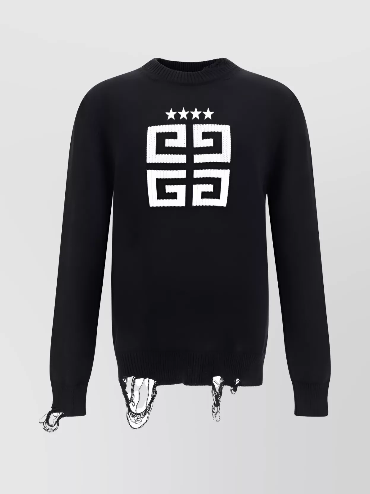 Shop Givenchy Modern Distressed Crew Neck Sweater In Black